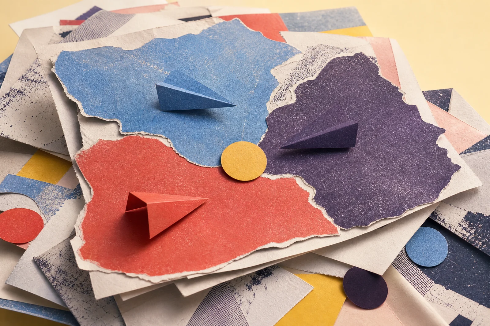 An abstract paper positioning landscape with distinct territories